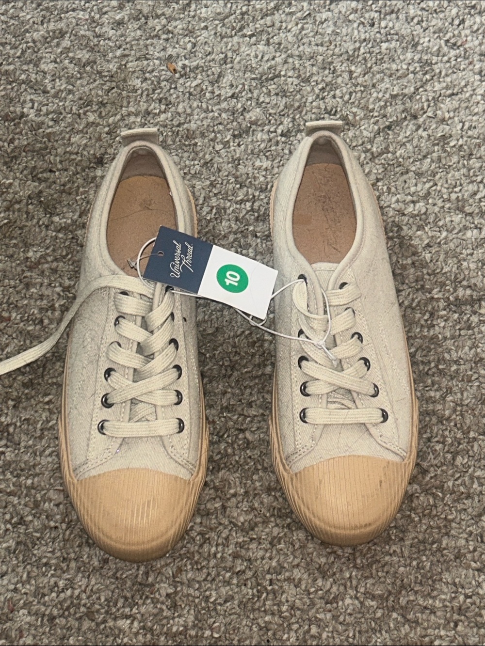 Universal Thread Cream Canvas Sneakers with Tan Soles